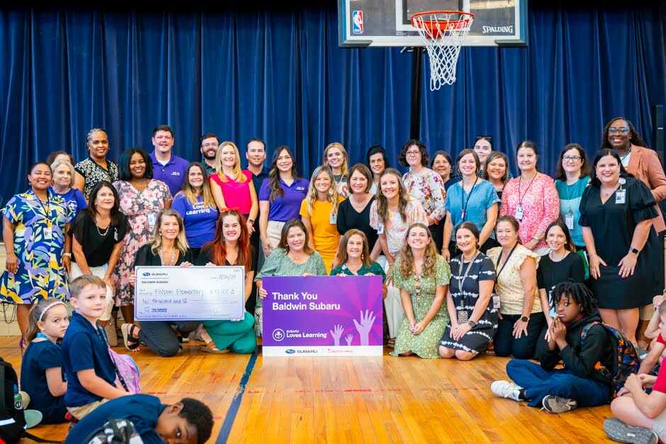 Baldwin Subaru at the Subaru Loves Learning event in partnership with Adopt A Classroom supporting the youth at Folsom Elementary in Folsom, Louisiana.