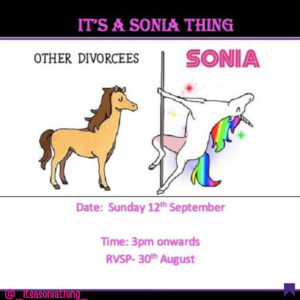 illustration showing a sad horse and another happy horse - its a sonia thing