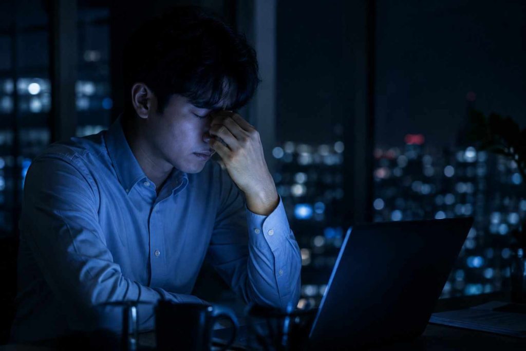 exhausted-worker-resting-eyes-in-dark-office
