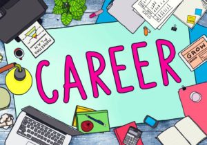 Word career written in bold pink letters