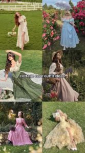 TikTok video showing cottagecore-inspired women’s outfits