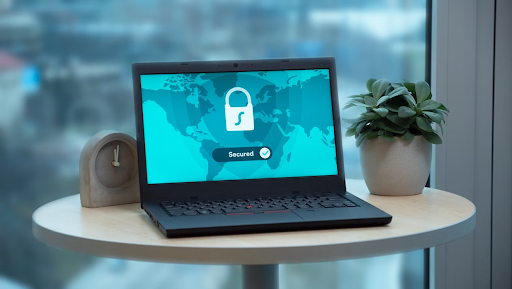A laptop with a verified and secure access connection
